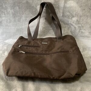 Baggallini Lightweight Brown Tote Bag‎ Double Zip Travel Everyday Carryall Open
